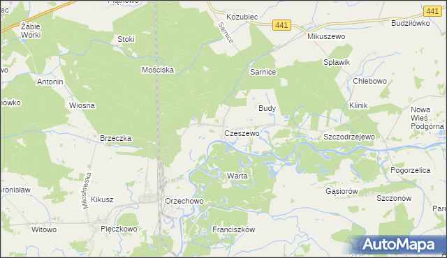 mapa Czeszewo gmina Miłosław, Czeszewo gmina Miłosław na mapie Targeo