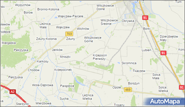 mapa Krzepocin Pierwszy, Krzepocin Pierwszy na mapie Targeo