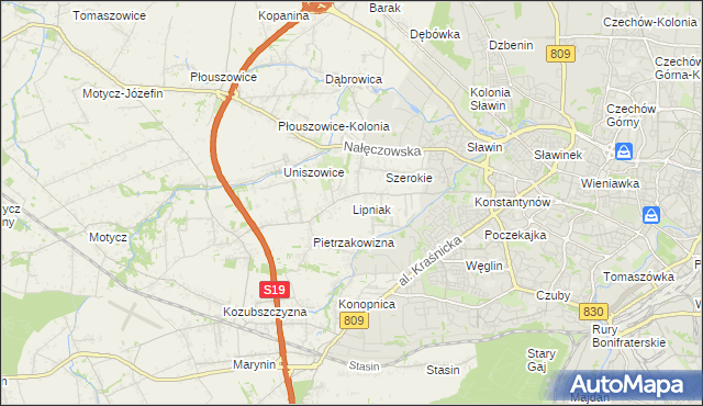 mapa Lipniak gmina Konopnica, Lipniak gmina Konopnica na mapie Targeo