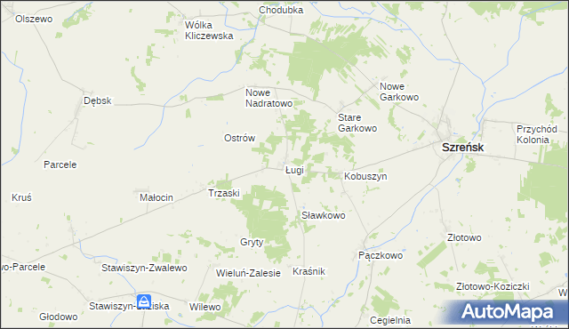 mapa Ługi gmina Szreńsk, Ługi gmina Szreńsk na mapie Targeo