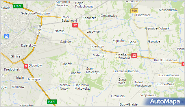 mapa Małęczyn gmina Gózd, Małęczyn gmina Gózd na mapie Targeo