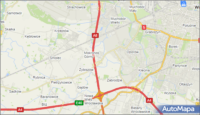 mapa Mokronos Dolny, Mokronos Dolny na mapie Targeo