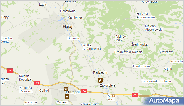 mapa Abramów gmina Goraj, Abramów gmina Goraj na mapie Targeo