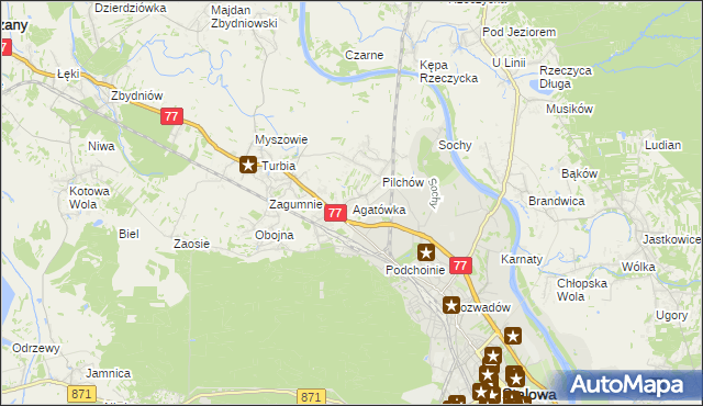 mapa Agatówka gmina Zaleszany, Agatówka gmina Zaleszany na mapie Targeo
