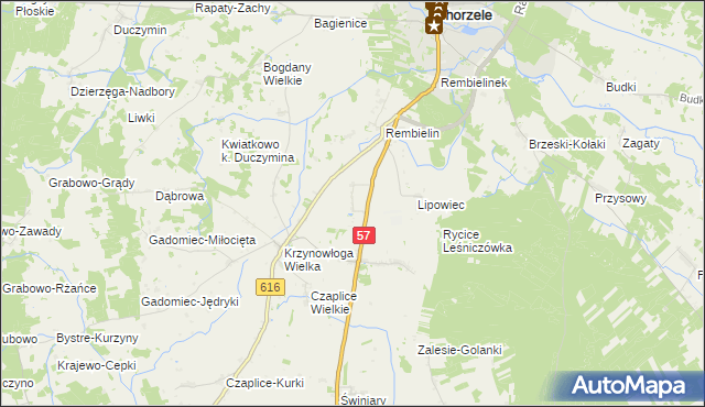 mapa Aleksandrowo gmina Chorzele, Aleksandrowo gmina Chorzele na mapie Targeo