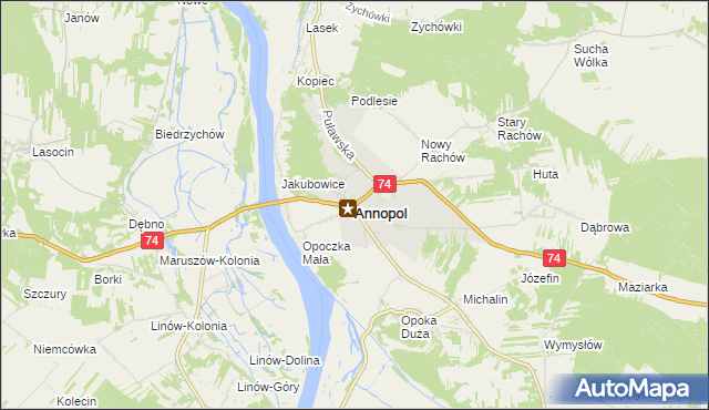 mapa Annopol powiat kraśnicki, Annopol powiat kraśnicki na mapie Targeo