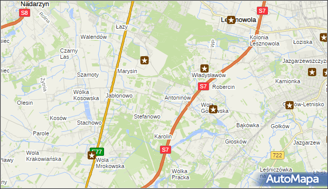 mapa Antoninów gmina Piaseczno, Antoninów gmina Piaseczno na mapie Targeo