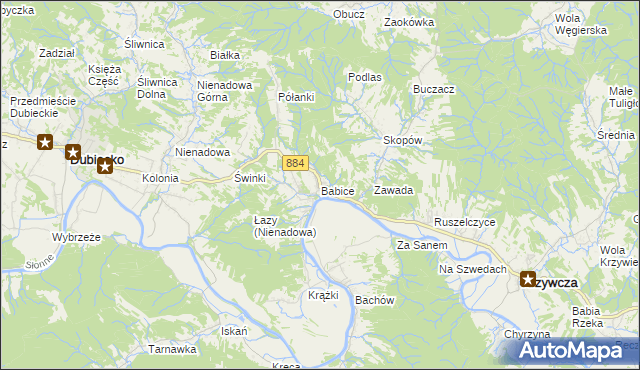 mapa Babice gmina Krzywcza, Babice gmina Krzywcza na mapie Targeo