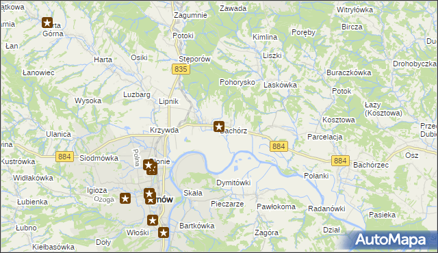 mapa Bachórz gmina Dynów, Bachórz gmina Dynów na mapie Targeo