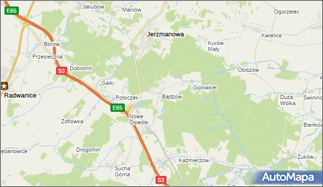 mapa Bądzów, Bądzów na mapie Targeo