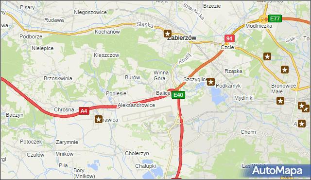 mapa Balice gmina Zabierzów, Balice gmina Zabierzów na mapie Targeo