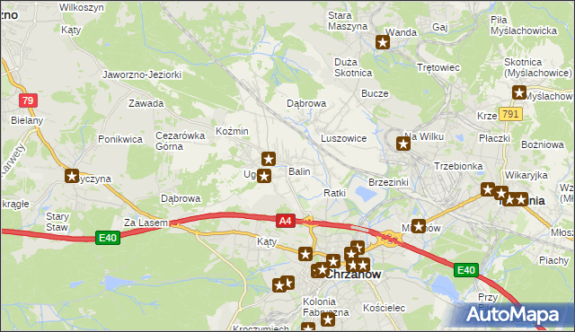 mapa Balin gmina Chrzanów, Balin gmina Chrzanów na mapie Targeo