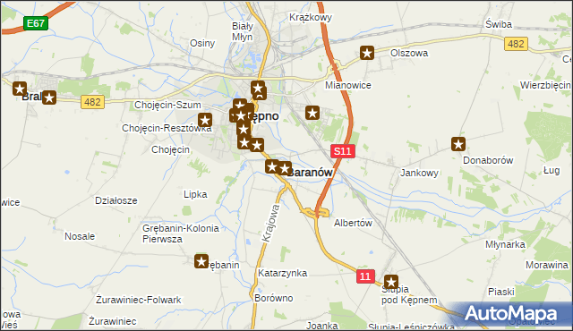 mapa Baranów powiat kępiński, Baranów powiat kępiński na mapie Targeo