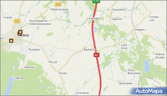 mapa Barłożno, Barłożno na mapie Targeo