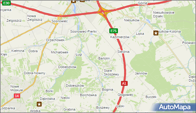 mapa Bartolin, Bartolin na mapie Targeo