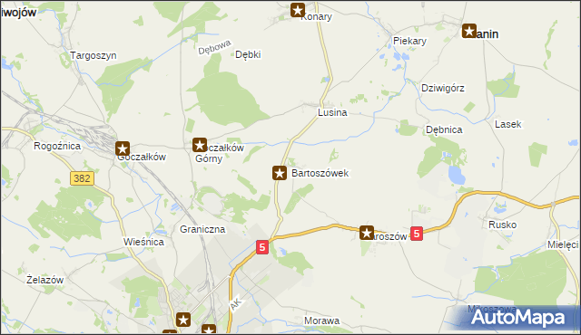 mapa Bartoszówek, Bartoszówek na mapie Targeo