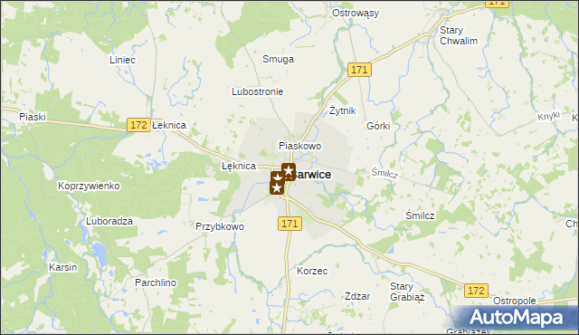 mapa Barwice, Barwice na mapie Targeo