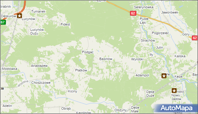 mapa Basinów gmina Zabrodzie, Basinów gmina Zabrodzie na mapie Targeo