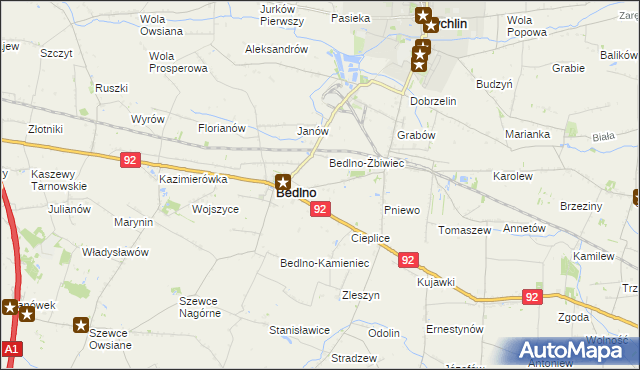 mapa Bedlno-Wieś, Bedlno-Wieś na mapie Targeo