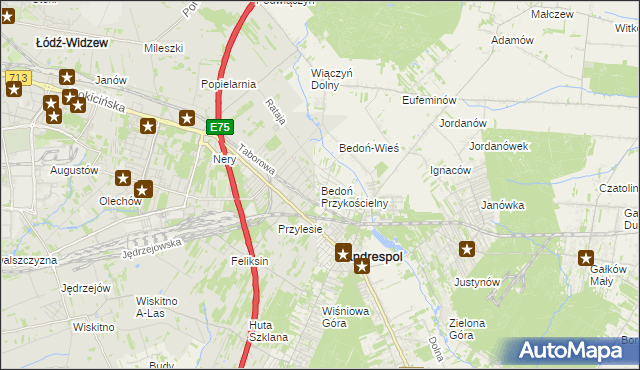 mapa Bedoń Przykościelny, Bedoń Przykościelny na mapie Targeo