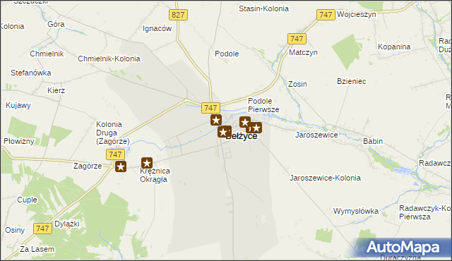 mapa Bełżyce, Bełżyce na mapie Targeo