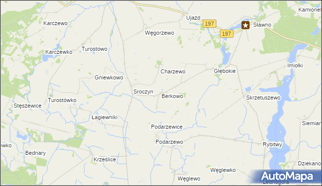 mapa Berkowo gmina Kiszkowo, Berkowo gmina Kiszkowo na mapie Targeo