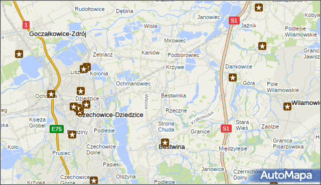 mapa Bestwinka, Bestwinka na mapie Targeo
