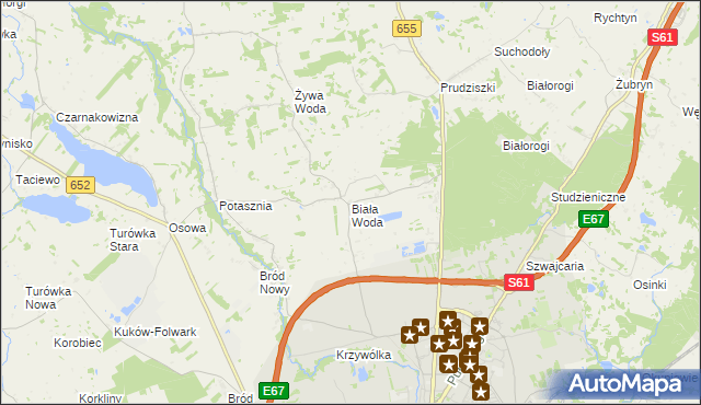 mapa Biała Woda gmina Suwałki, Biała Woda gmina Suwałki na mapie Targeo