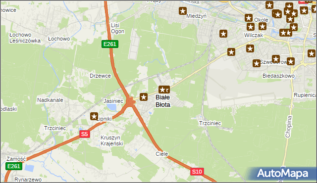 mapa Białe Błota powiat bydgoski, Białe Błota powiat bydgoski na mapie Targeo