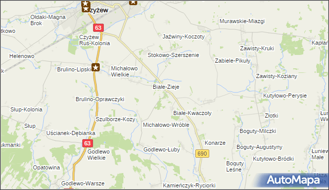 mapa Białe-Szczepanowice, Białe-Szczepanowice na mapie Targeo