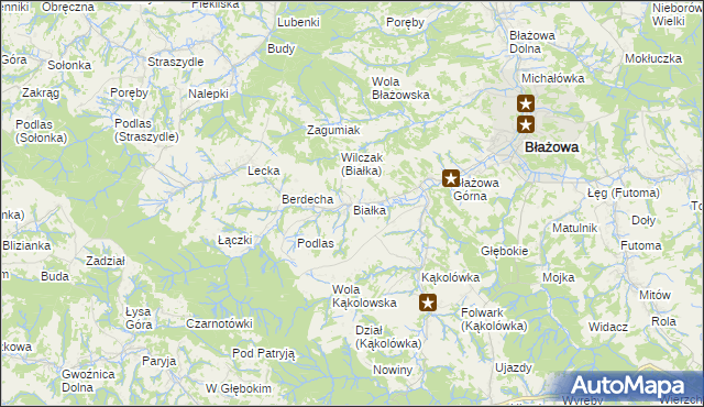 mapa Białka gmina Błażowa, Białka gmina Błażowa na mapie Targeo