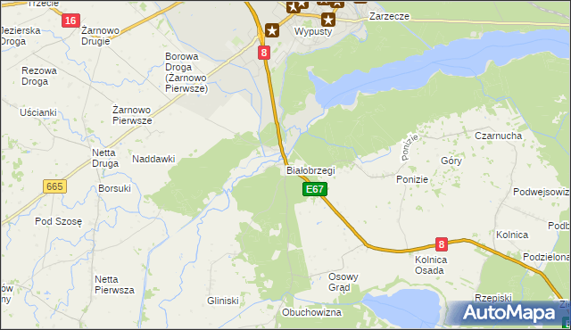 mapa Białobrzegi gmina Augustów, Białobrzegi gmina Augustów na mapie Targeo