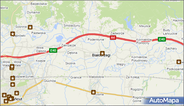 mapa Białobrzegi powiat łańcucki, Białobrzegi powiat łańcucki na mapie Targeo