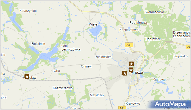 mapa Białowieża gmina Mrocza, Białowieża gmina Mrocza na mapie Targeo