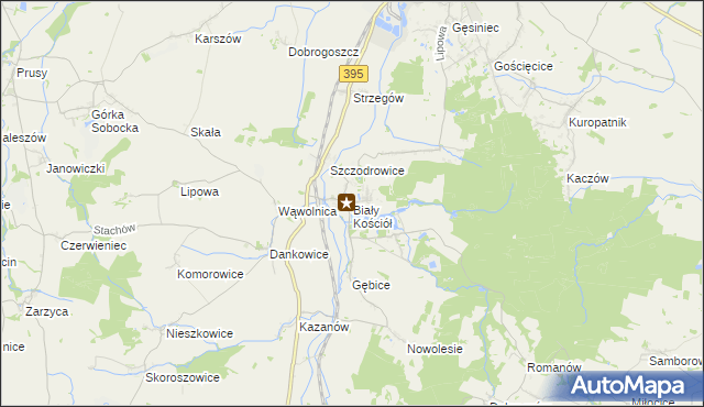 mapa Biały Kościół gmina Strzelin, Biały Kościół gmina Strzelin na mapie Targeo