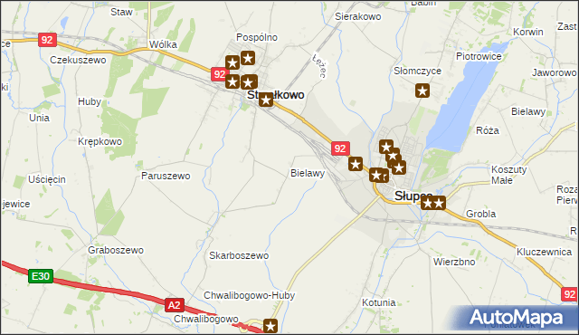 mapa Bielawy gmina Strzałkowo, Bielawy gmina Strzałkowo na mapie Targeo