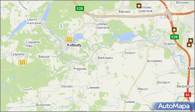 mapa Bielkówko, Bielkówko na mapie Targeo