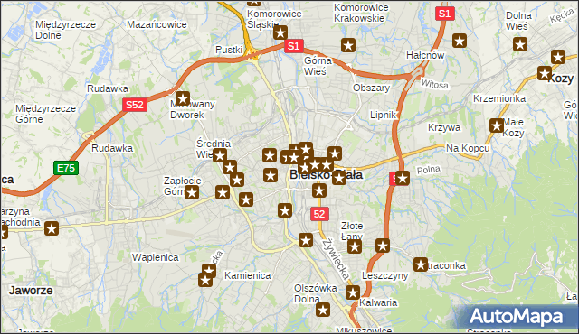 mapa Bielsko-Białej, Bielsko-Biała na mapie Targeo