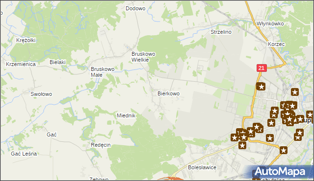 mapa Bierkowo, Bierkowo na mapie Targeo