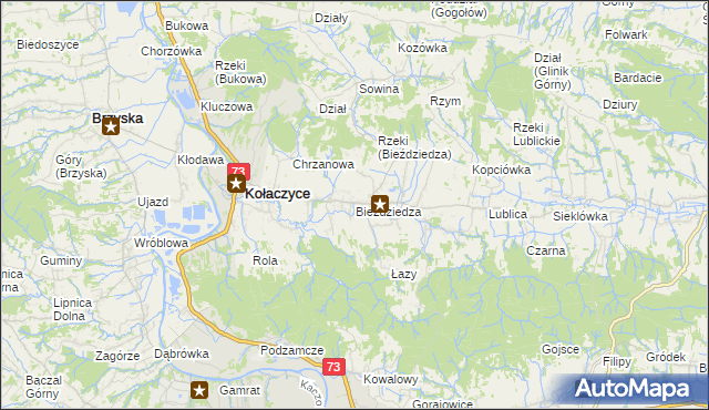 mapa Bieździedza, Bieździedza na mapie Targeo