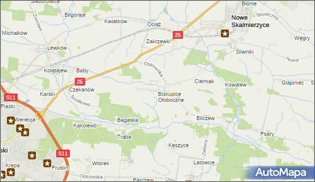 mapa Biskupice Ołoboczne, Biskupice Ołoboczne na mapie Targeo