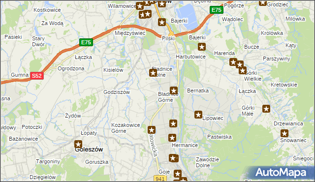mapa Bładnice Górne, Bładnice Górne na mapie Targeo