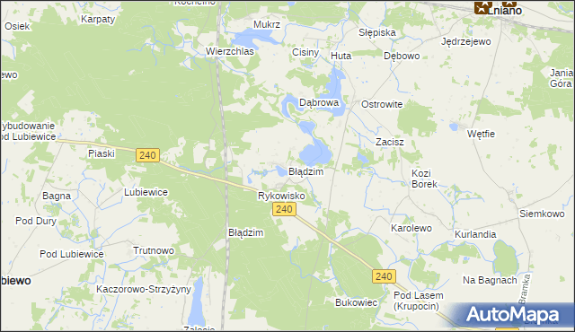 mapa Błądzim gmina Lniano, Błądzim gmina Lniano na mapie Targeo
