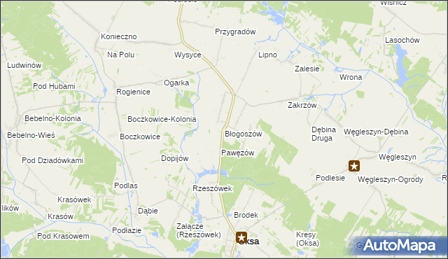 mapa Błogoszów, Błogoszów na mapie Targeo