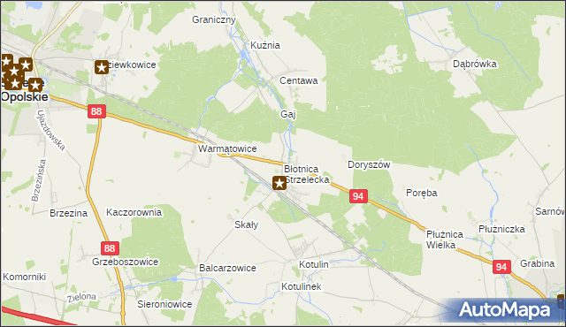 mapa Błotnica Strzelecka, Błotnica Strzelecka na mapie Targeo