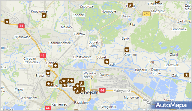 mapa Bobrek gmina Chełmek, Bobrek gmina Chełmek na mapie Targeo