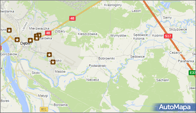 mapa Bobrowniki gmina Ryki, Bobrowniki gmina Ryki na mapie Targeo