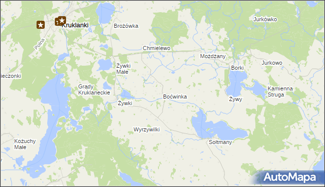 mapa Boćwinka gmina Kruklanki, Boćwinka gmina Kruklanki na mapie Targeo