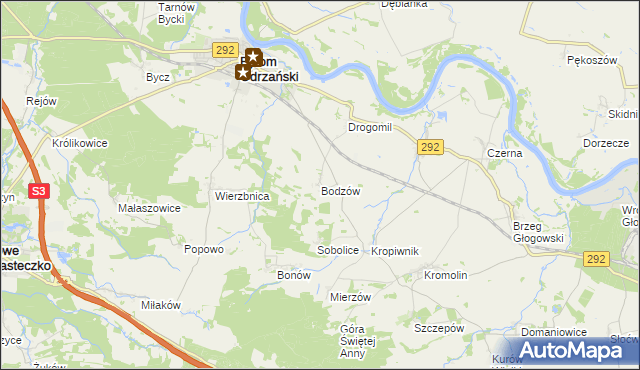 mapa Bodzów gmina Bytom Odrzański, Bodzów gmina Bytom Odrzański na mapie Targeo