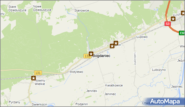 mapa Bogdaniec powiat gorzowski, Bogdaniec powiat gorzowski na mapie Targeo